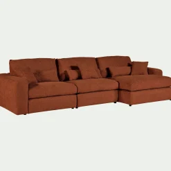 Canapé En Tissu|Canapé 5 Places*alinea Canapé d'angle droit fixe en chenille - Brun rustrel