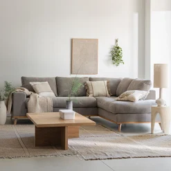 Canapé En Tissu|Canapé 5 Places*alinea Canapé d'angle droit fixe en tissu storm - taupe Gris