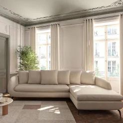 Canapé 4 Places|Canapé Fixe*alinea Canapé d'angle droit fixe en tissu doux tramé - écru Blanc