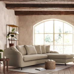 Canapé 4 Places|Canapé Fixe*alinea Canapé d'angle droit fixe en tissu doux tramé - Beige