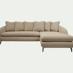 Canapé 4 Places|Canapé Fixe*alinea Canapé d'angle droit fixe en tissu doux tramé - Beige