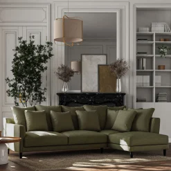 Canapé En Tissu|Canapé 4 Places*alinea Canapé d'angle droit fixe en tissu joint - cèdre Vert