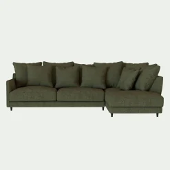 Canapé En Tissu|Canapé 4 Places*alinea Canapé d'angle droit fixe en tissu joint - cèdre Vert