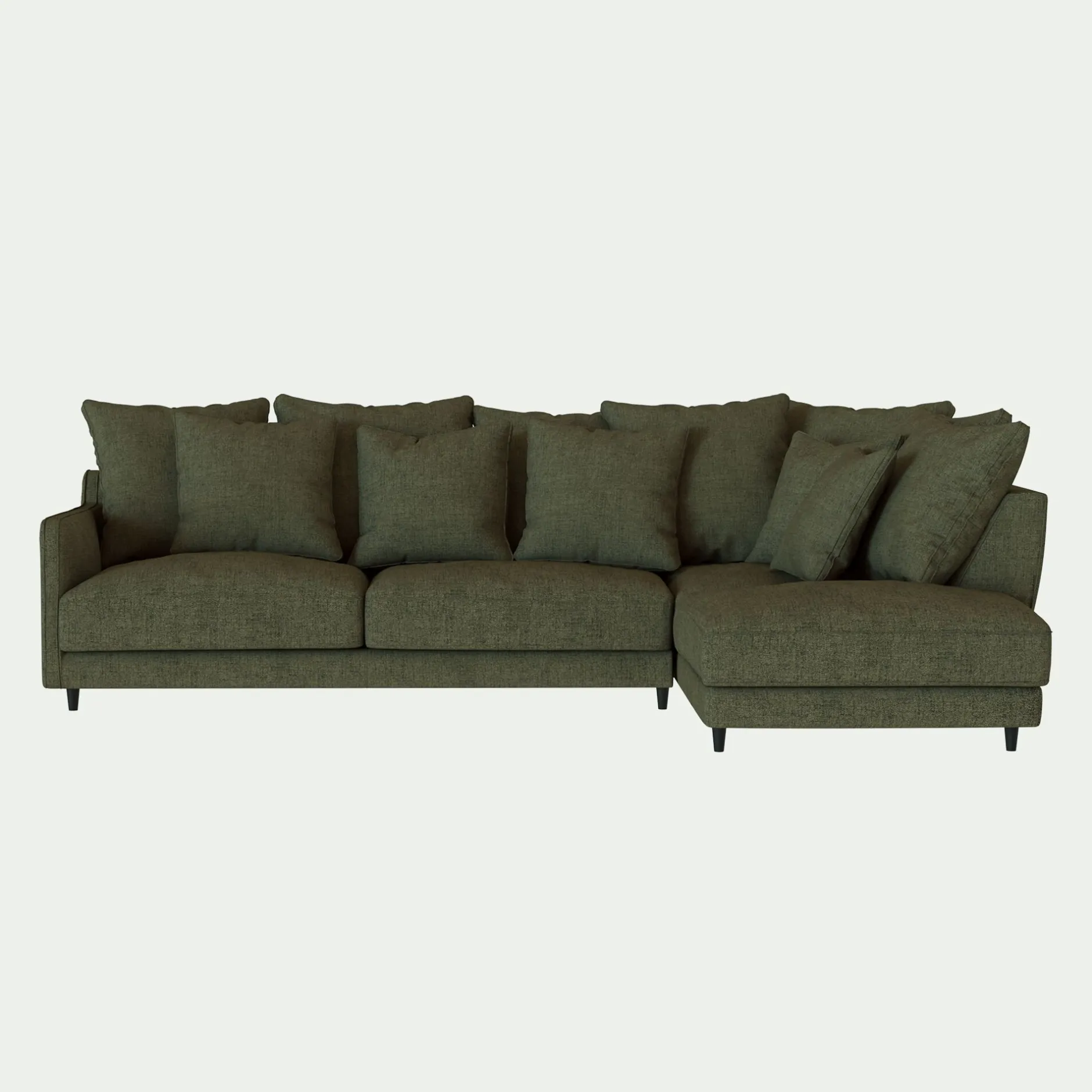 Canapé En Tissu|Canapé 4 Places*alinea Canapé d'angle droit fixe en tissu joint - cèdre Vert