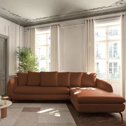 Canapé En Tissu|Canapé 4 Places*alinea Canapé d'angle droit fixe en tissu doux tramé - brun rustrel Marron