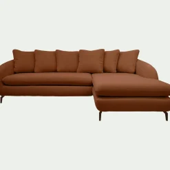 Canapé En Tissu|Canapé 4 Places*alinea Canapé d'angle droit fixe en tissu doux tramé - brun rustrel Marron
