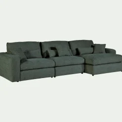 Canapé En Tissu|Canapé 5 Places*alinea Canapé d'angle droit fixe en chenille - calaluna Bleu