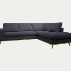 Canapé 5 Places|Canapé Fixe*alinea Canapé d'angle droit fixe en tissu Crown - calabrun Bleu