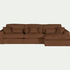 Canapé En Velours|Canapé En Tissu*alinea Canapé d'angle droit fixe en tissu côtelé bita - brun rustrel Marron