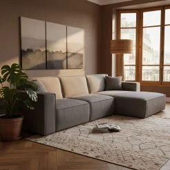 Canapé En Tissu|Canapé 3 Places*alinea Canapé d'angle droit fixe en tissu genesis - borie Gris