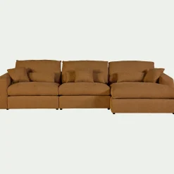 Canapé En Tissu|Canapé 5 Places*alinea Canapé d'angle droit fixe en chenille - argan Jaune