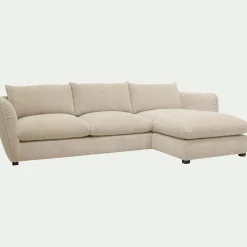Canapé 5 Places|Canapé Fixe*alinea Canapé d'angle droit fixe en tissu Nature - écru Blanc