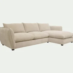 Canapé 5 Places|Canapé Fixe*alinea Canapé d'angle droit fixe en tissu Nature - écru Blanc
