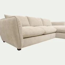 Canapé 5 Places|Canapé Fixe*alinea Canapé d'angle droit fixe en tissu Nature - écru Blanc