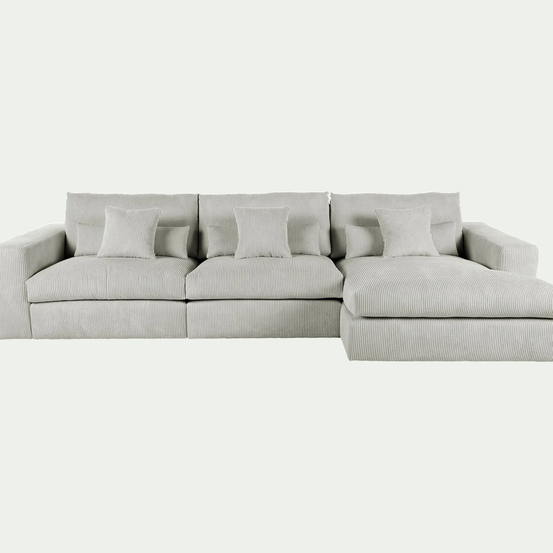 Canapé En Velours|Canapé 5 Places*alinea Canapé d'angle droit fixe en velours côtelé - borie Gris