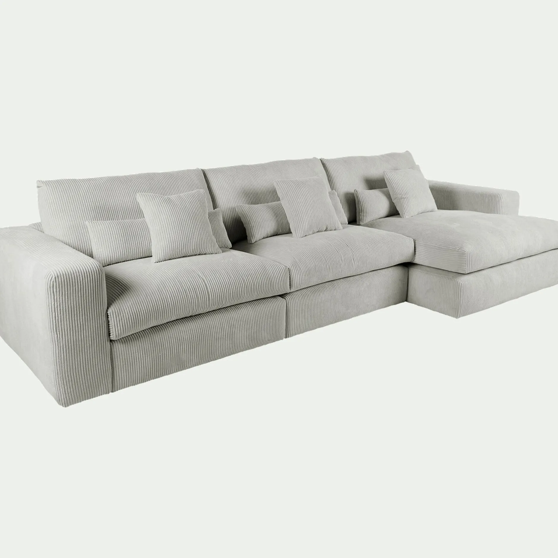 Canapé En Velours|Canapé 5 Places*alinea Canapé d'angle droit fixe en velours côtelé - borie Gris