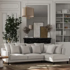 Canapé En Tissu|Canapé 4 Places*alinea Canapé d'angle droit fixe en tissu joint - borie Gris