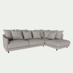 Canapé En Tissu|Canapé 4 Places*alinea Canapé d'angle droit fixe en tissu joint - borie Gris