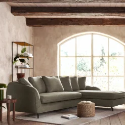 Canapé 4 Places|Canapé Fixe*alinea Canapé d'angle droit fixe en tissu tramé - garrigue Vert