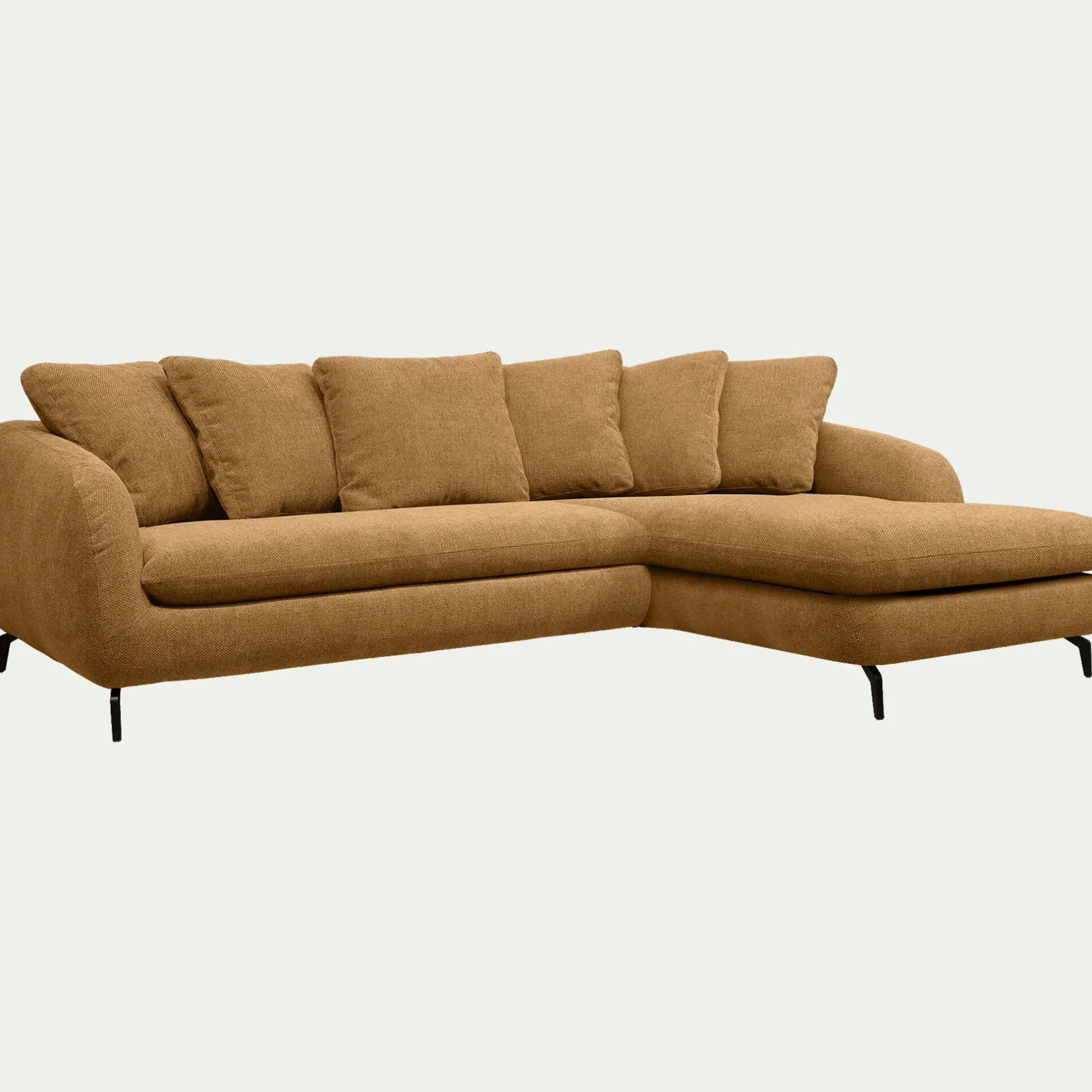 Canapé En Tissu|Canapé 4 Places*alinea Canapé d'angle droit fixe en tissu tramé - bronze Marron