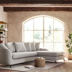 Canapé En Tissu|Canapé 4 Places*alinea Canapé d'angle droit fixe en tissu tramé - roucas Beige