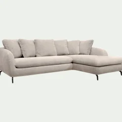 Canapé En Tissu|Canapé 4 Places*alinea Canapé d'angle droit fixe en tissu tramé - roucas Beige