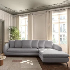 Canapé En Tissu|Canapé 4 Places*alinea Canapé d'angle droit fixe en tissu tramé - ardoise Gris