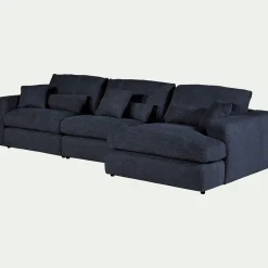 Canapé En Tissu|Canapé 5 Places*alinea Canapé d'angle droit fixe en chenille - marine Bleu