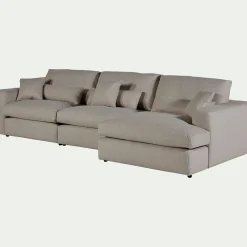 Canapé En Tissu|Canapé 5 Places*alinea Canapé d'angle droit fixe en tissu bouclette - clair Gris