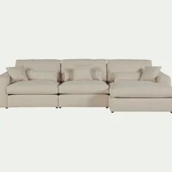 Canapé En Tissu|Canapé 5 Places*alinea Canapé d'angle droit fixe en tissu bouclette - écru Blanc