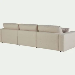 Canapé En Tissu|Canapé 5 Places*alinea Canapé d'angle droit fixe en tissu bouclette - écru Blanc