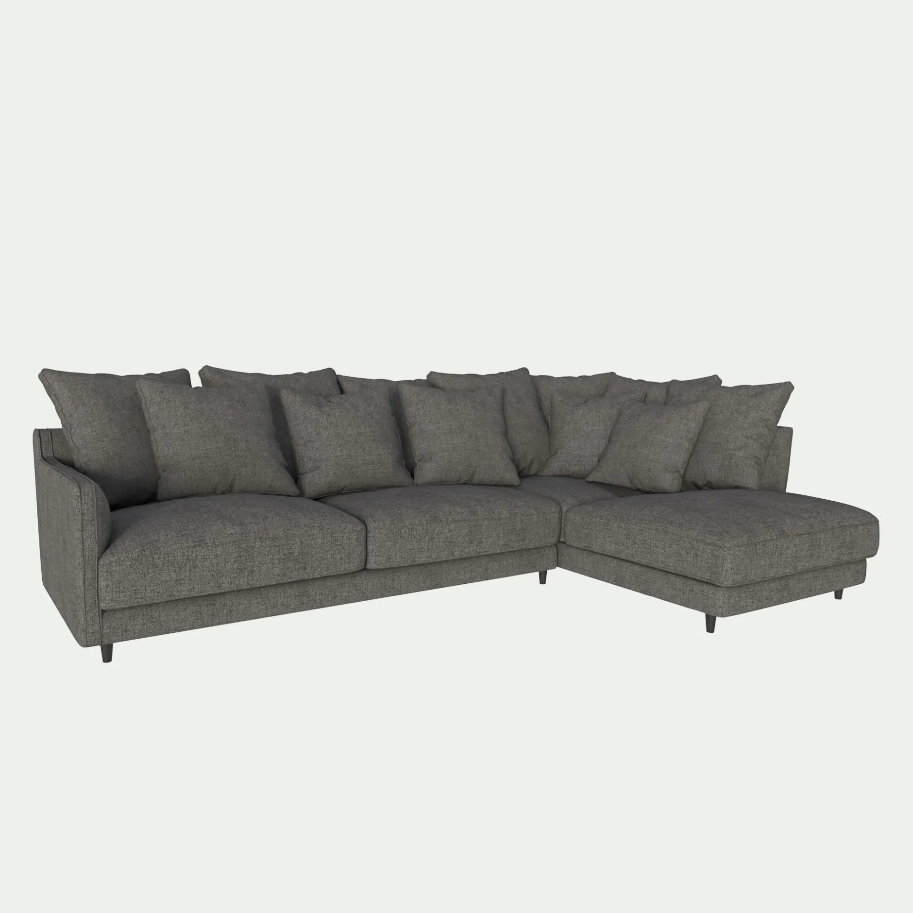 Canapé En Tissu|Canapé 4 Places*alinea Canapé d'angle droit fixe en tissu joint - restanque Gris