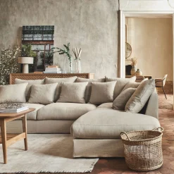 Canapé En Lin|Canapé En Tissu*alinea Canapé d'angle fixe droit en tissu - s alpilles Beige