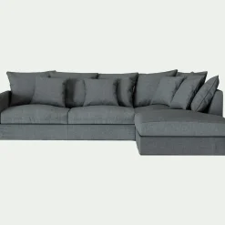 Canapé En Lin|Canapé 4 Places*alinea Canapé d'angle fixe droit en tissu - ardoise Gris