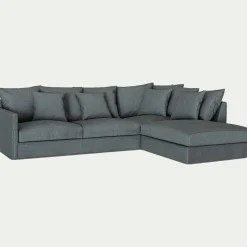 Canapé En Lin|Canapé 4 Places*alinea Canapé d'angle fixe droit en tissu - ardoise Gris