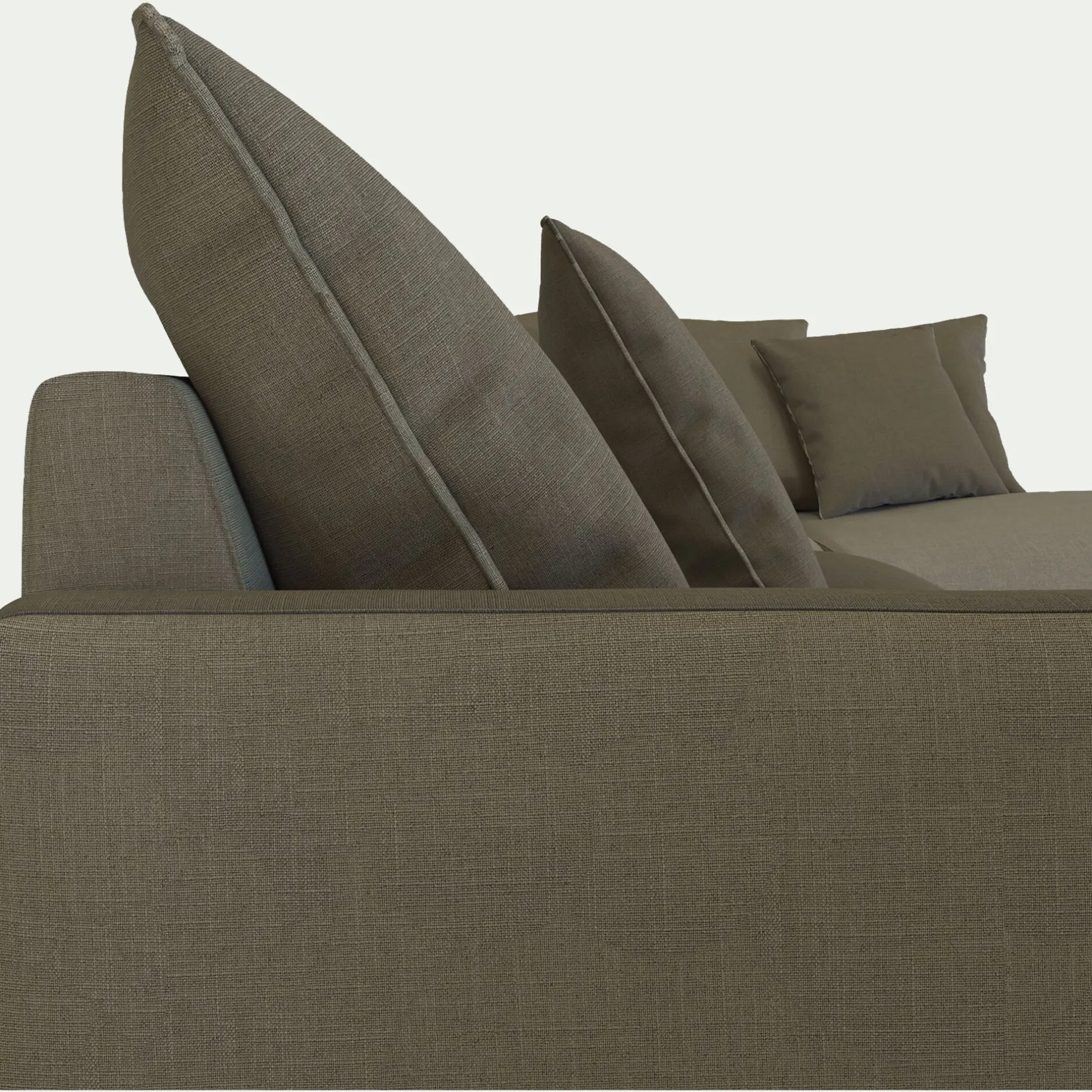 Canapé En Lin|Canapé 4 Places*alinea Canapé d'angle fixe droit en tissu - Vert cèdre