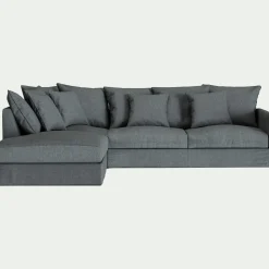 Canapé En Lin|Canapé 5 Places*alinea Canapé d'angle fixe gauche en tissu - ardoise Gris