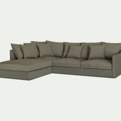 Canapé En Lin|Canapé 5 Places*alinea Canapé d'angle fixe gauche en tissu - cèdre Vert