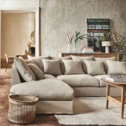 Canapé En Lin|Canapé En Tissu*alinea Canapé d'angle fixe gauche en tissu - alpilles Beige