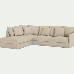 Canapé En Lin|Canapé En Tissu*alinea Canapé d'angle fixe gauche en tissu - alpilles Beige