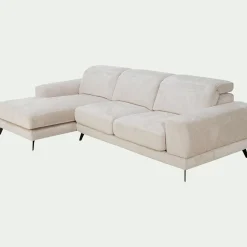 Canapé 4 Places|Canapé D'Angle*alinea Canapé d'angle gauche avance recule en tissu doux - Beige