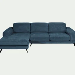 Canapé 4 Places|Canapé D'Angle*alinea Canapé d'angle gauche avance recule en tissu doux - Bleu