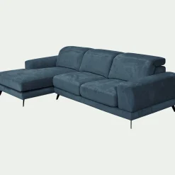 Canapé 4 Places|Canapé D'Angle*alinea Canapé d'angle gauche avance recule en tissu doux - Bleu