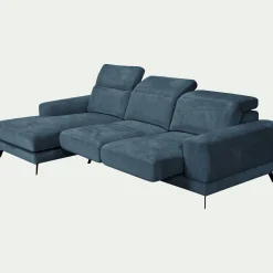 Canapé 4 Places|Canapé D'Angle*alinea Canapé d'angle gauche avance recule en tissu doux - Bleu