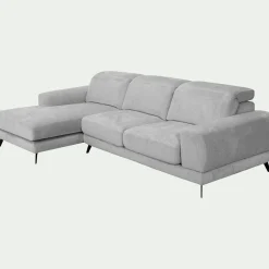 Canapé 4 Places|Canapé D'Angle*alinea Canapé d'angle gauche avance recule en tissu doux - Gris