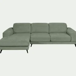 Canapé 4 Places|Canapé En Tissu*alinea Canapé d'angle gauche avance recule en tissu doux - Vert