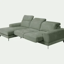 Canapé 4 Places|Canapé En Tissu*alinea Canapé d'angle gauche avance recule en tissu doux - Vert