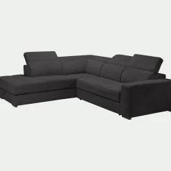 Canapé En Tissu|Canapé 4 Places*alinea Canapé d'angle gauche convertible avec coffre en tissu doux - ardoise Gris