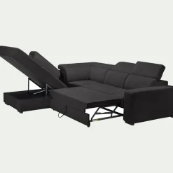 Canapé En Tissu|Canapé 4 Places*alinea Canapé d'angle gauche convertible avec coffre en tissu doux - ardoise Gris