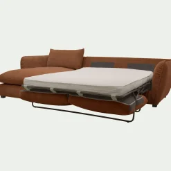 Canapé 5 Places|Canapé Convertible*alinea Canapé d'angle gauche convertible en tissu Nature - brun rustrel Marron